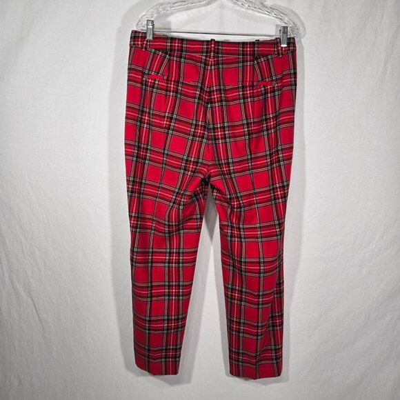 J.CREW CAMERON Academia Red Stewart Tartan Wool Hi-Rise Crop Pant Women Size 12. - Picture 3 of 17